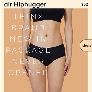 NEW Thinx Period Underwear Black Air Hiphugger